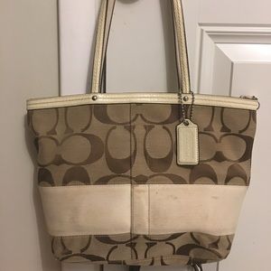 Coach Signature Stripe Medium Tote
